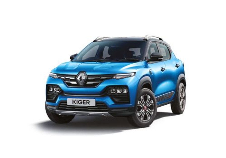 Renault Kiger RXZ Turbo DT in Caspian Blue With Black Roof CarDekho