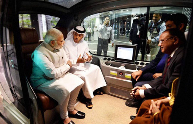 PM Modi Rides the Self-Driving Car in the World's Only 0-Carbon Smart City