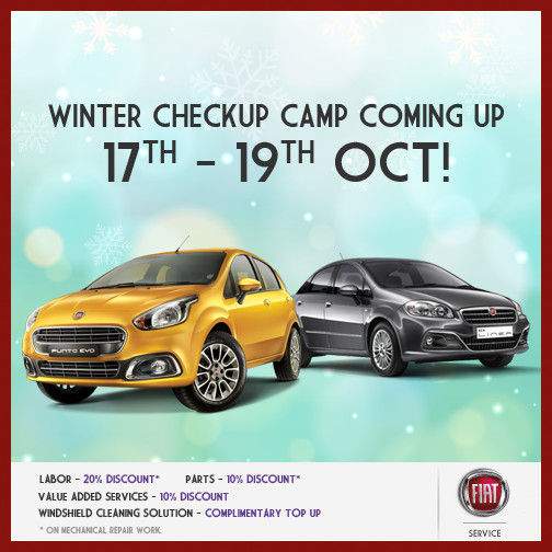 Fiat to organize Winter Checkup Camp on Oct 17-19