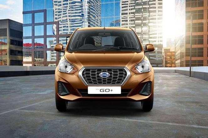 Datsun GO Plus  The front fascia has received the most notable changes as part of the midlife update. The front grille is now more pronounced, while the new bumper looks a bit more aggressive than the one on the outgoing model. Also pictured here are black plastic inserts on the front bumper which hold vertically stacked LED DRLs on the T(O) trim.