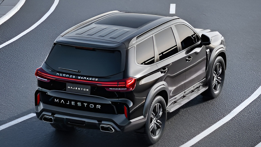 ఎంజి మాజెస్టర్ వెనుక కుడివైపు మూడు క్వార్టర్ వ్యూ