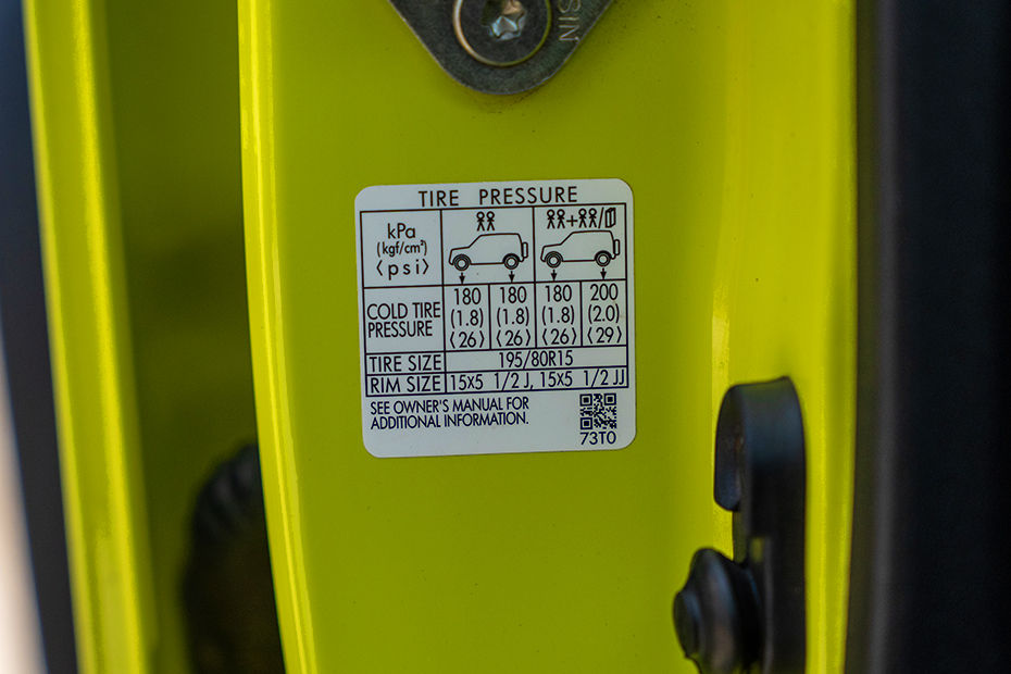 Maruti Suzuki Jimny Tyre Pressure Information