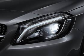 മേർസിഡസ് എ ക്ലാസ് the headlamps on the എ ക്ലാസ് are led high-performance സ്റ്റാൻഡേർഡ് units, they look not only stylish but also improve nighttime visibility.