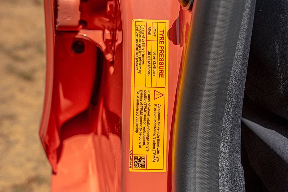 Tata Tiago Tyre pressure Sticker Image