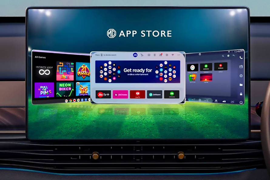 ಎಂಜಿ windsor ev infotainment system main menu