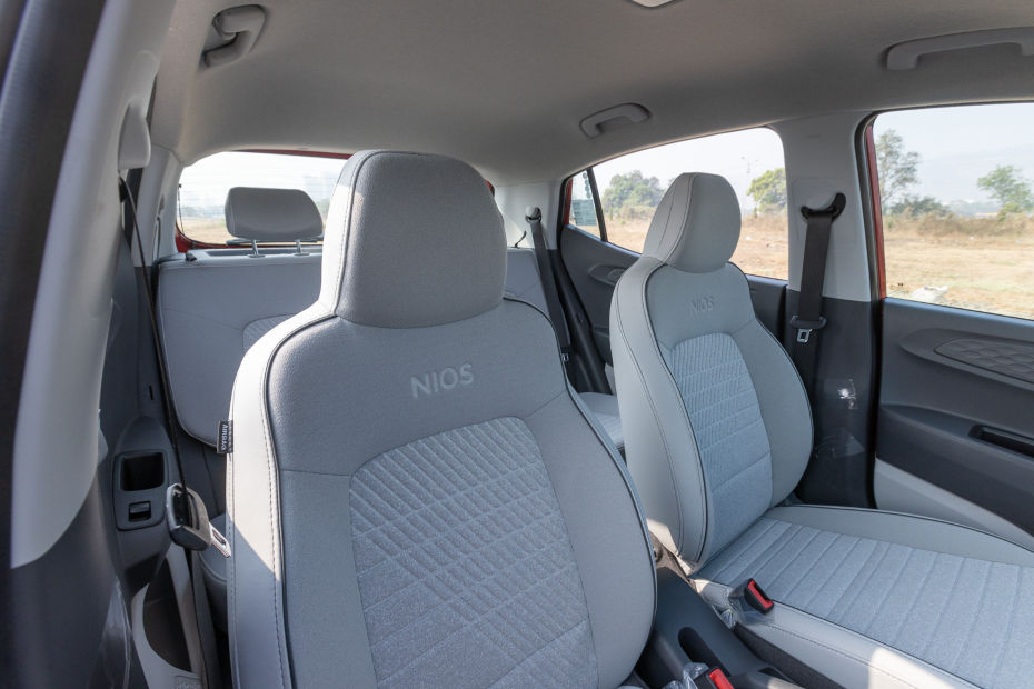 New Hyundai Grand i10 Nios front seats with 'Nios' insignia