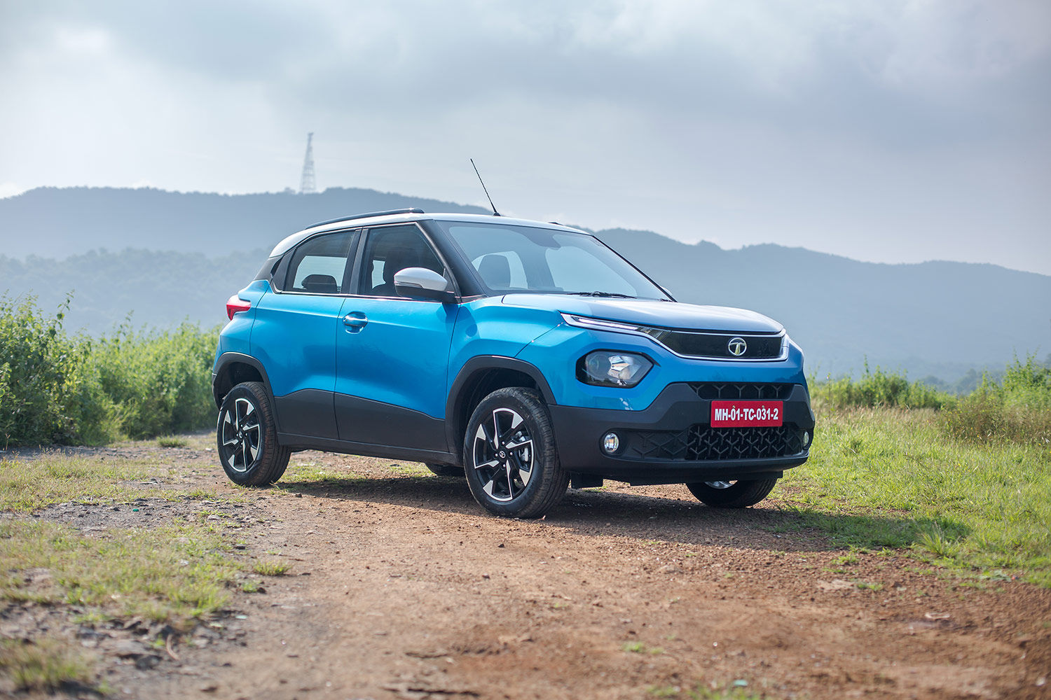 Tata Punch Tornado Blue with white roof