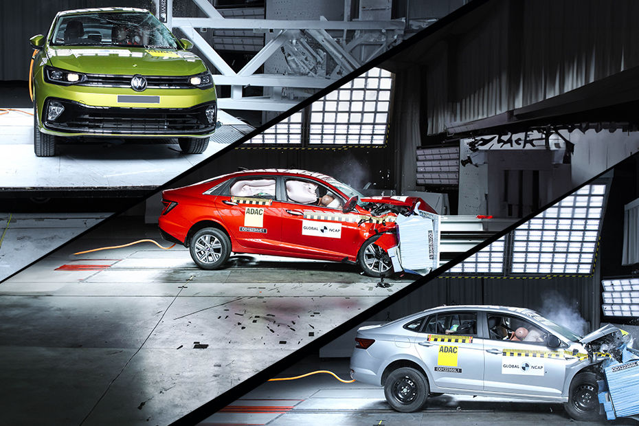 Hyundai Verna vs Skoda Slavia vs Volkswagen Virtus crash test comparison