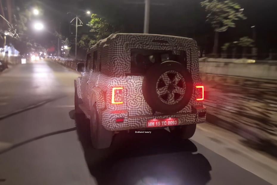 5-door Mahindra Thar rear spied