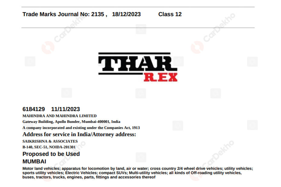 “Armada” Among 7 Names Trademarked For Upcoming Mahindra Thar 5-door