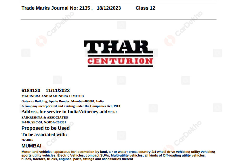“Armada” Among 7 Names Trademarked For Upcoming Mahindra Thar 5-door