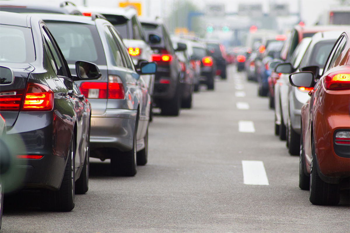 Cars stuck in traffic on expressway