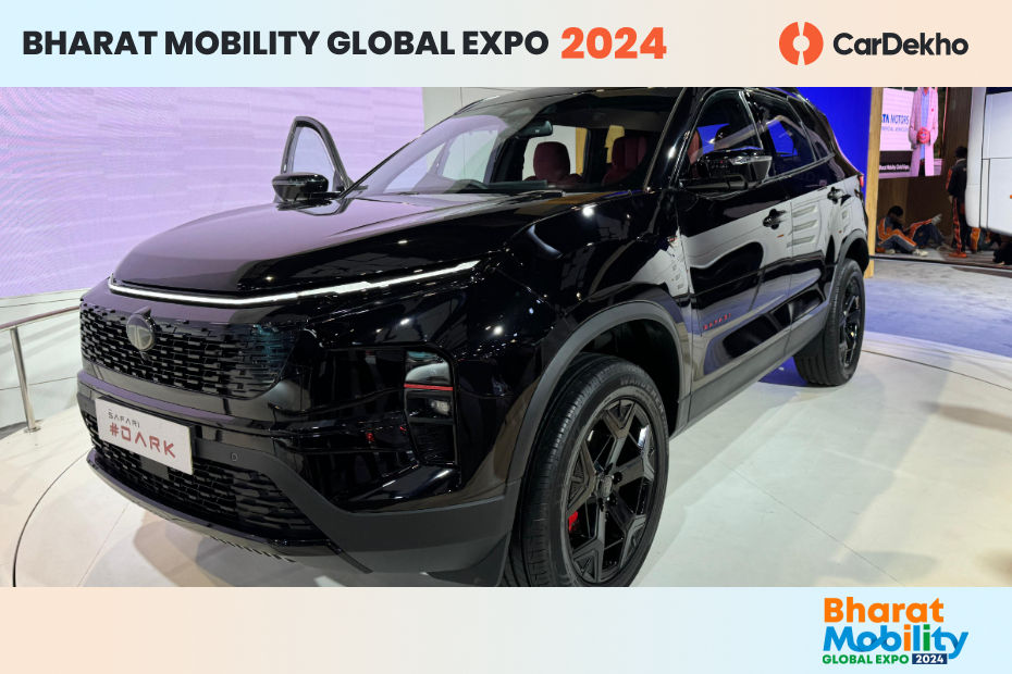 Tata Safari Red Dark Edition Showcased At The 2024 Bharat Mobility Expo