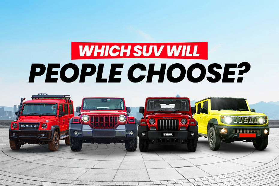 5 Door Mahindra Thar Roxx vs 3 Door Mahindra Thar vs Force Gurkha 5-door vs Maruti Jimny