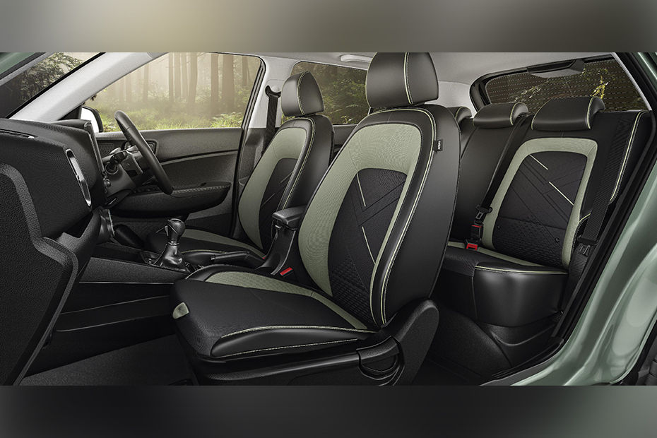 Hyundai Venue Adventure Edition black and green semi-leatherette seat upholstery Hyundai Venue Adventure Edition black and green semi-leatherette seat upholstery