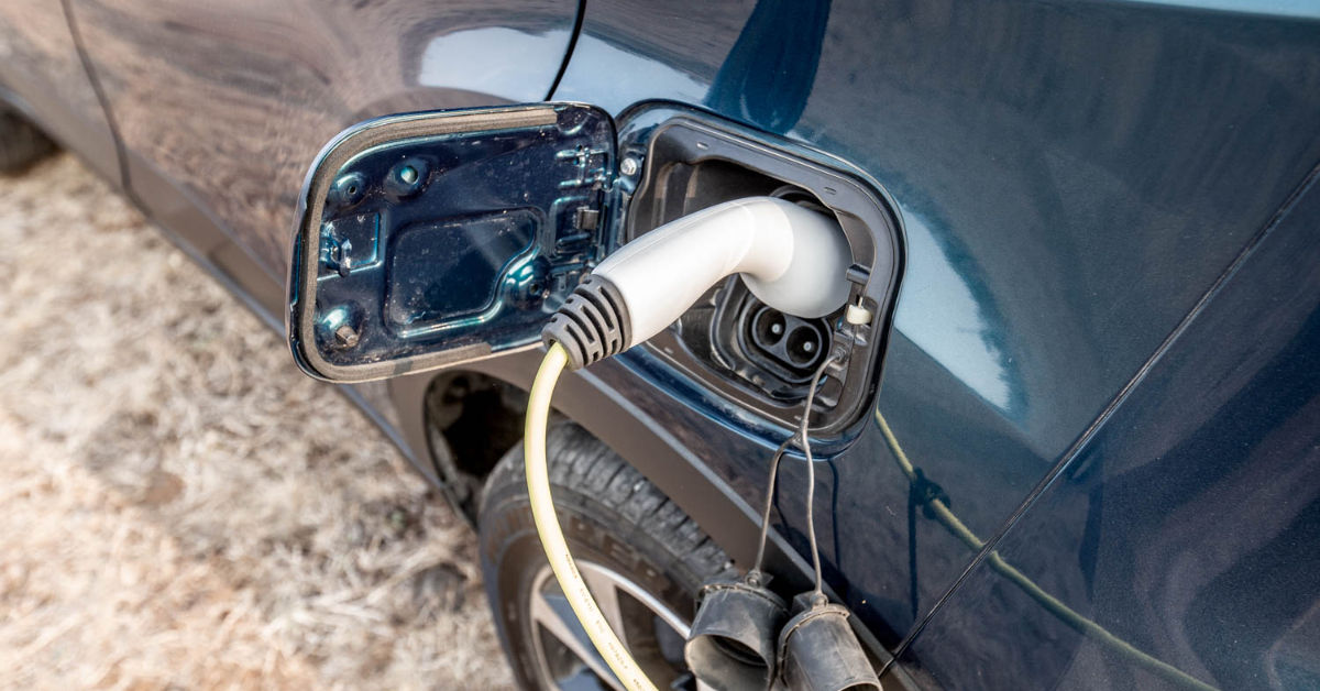 EV charging port with charger EV charging port with charger