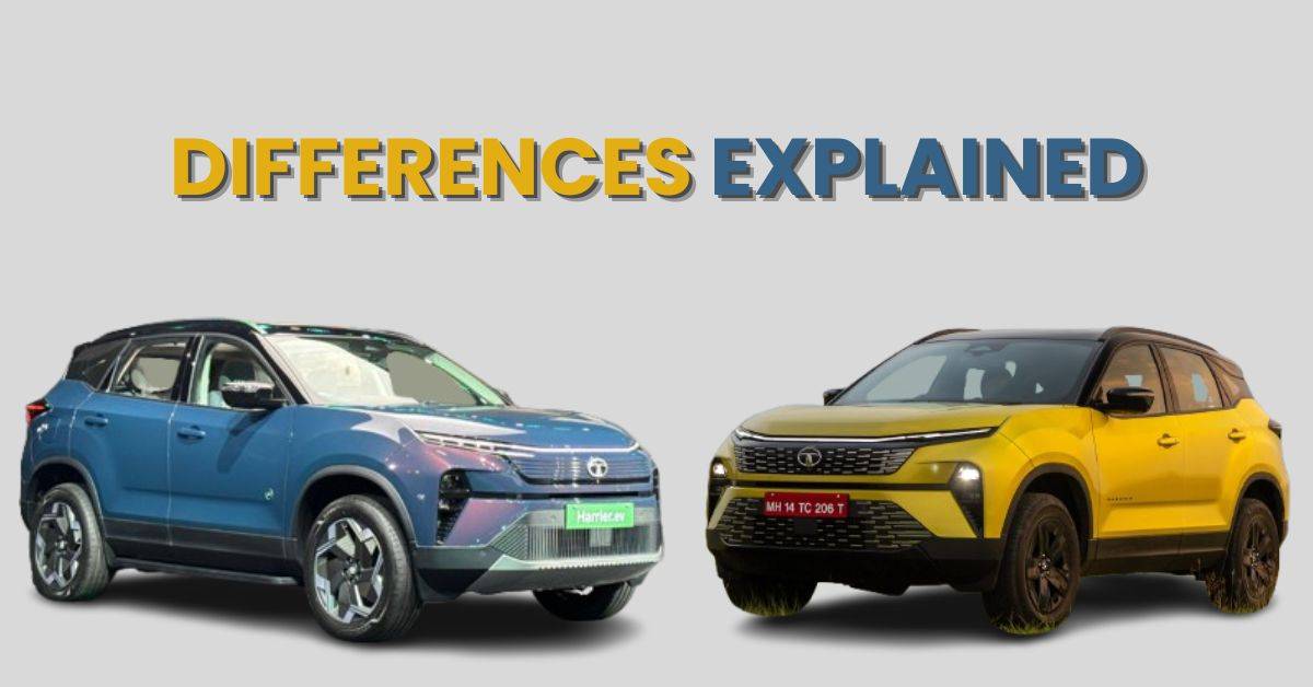 Tata Harrier EV vs Tata Harrier compared in images