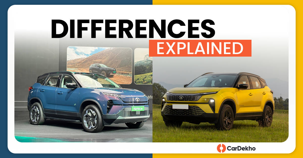 Tata Harrier EV vs Tata Harrier compared in images