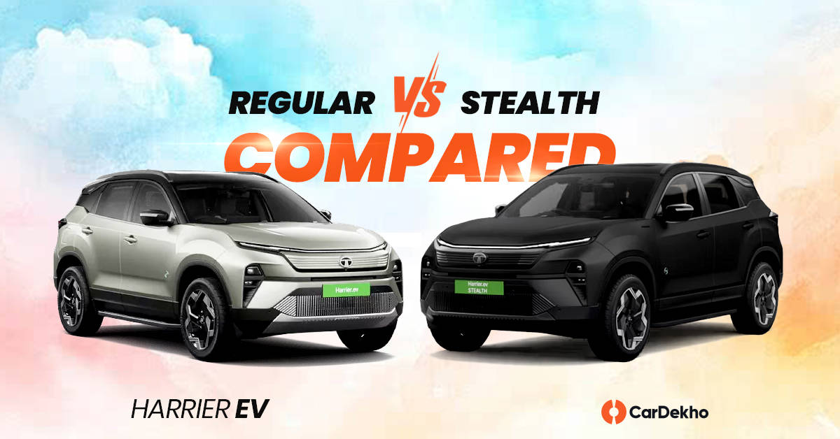 Tata Harrier EV Stealth Edition vs Regular Harrier EV Compared In 12 Images