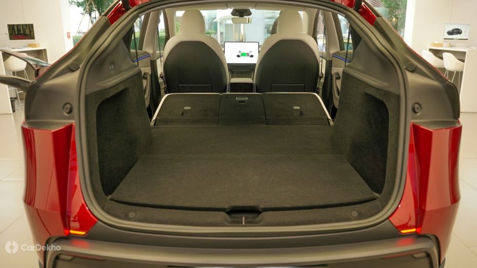 Tesla Model Y with folded rear row of seats