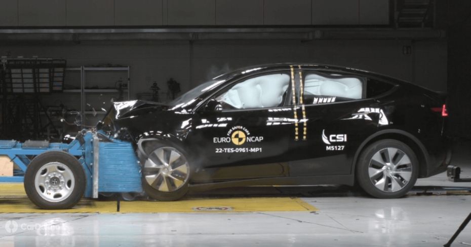 Pre-facelift Tesla Model Y Euro NCAP crash test