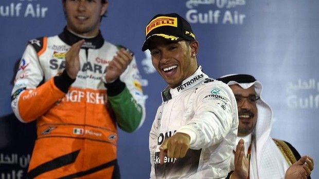 Lewis Hamilton wins the 2014 Bahrain Grand Prix, Force India finishes third