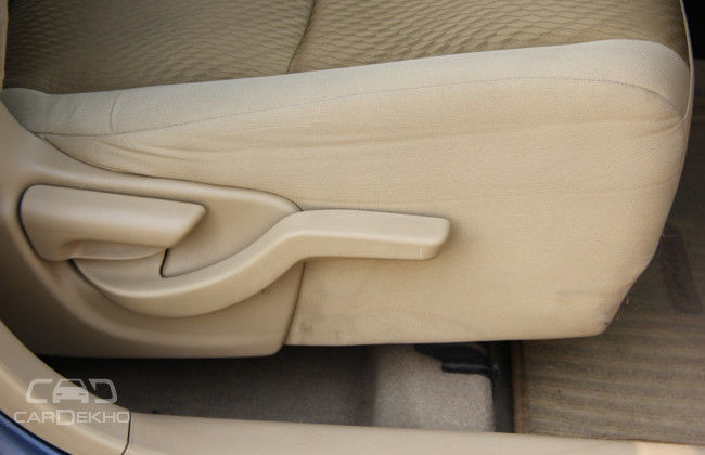 Height adjustment on the driver's seat is a boon on the Honda; E and EX variant don't get it though Height adjustment on the driver's seat is a boon on the Honda; E and EX variant don't get it though