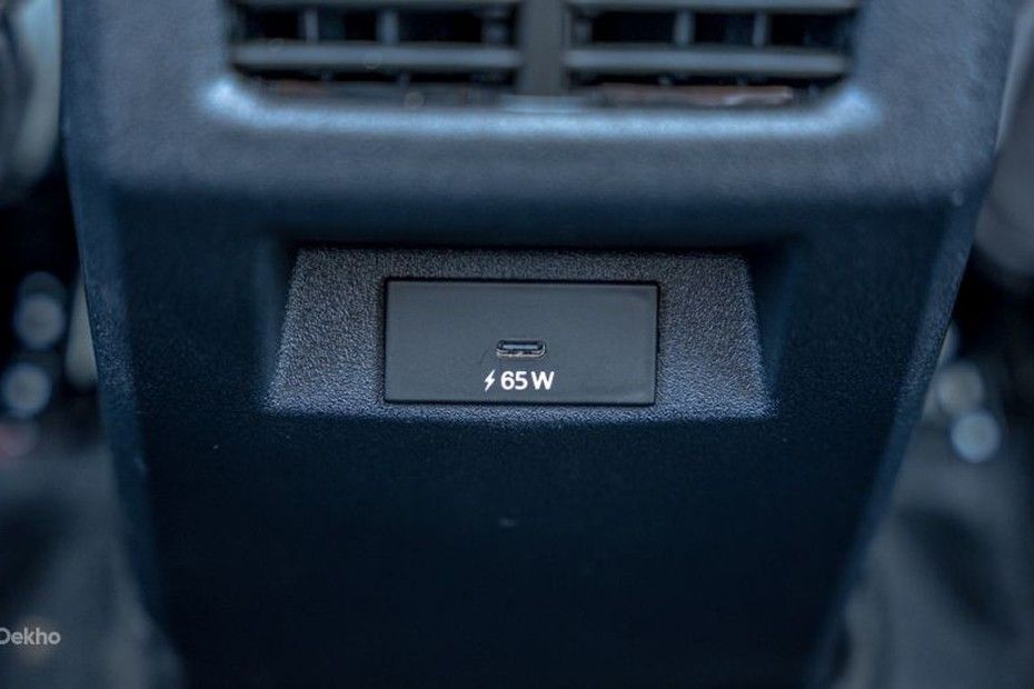 Tata Tiago rear 65W USB Type-C charging port below the rear AC vent