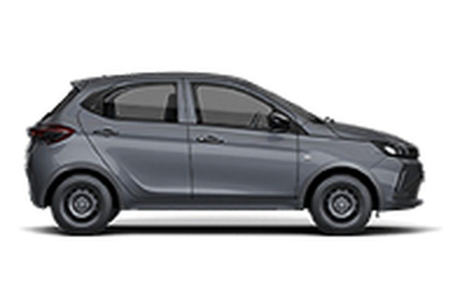 Tata Tiago Smart variant in grey, side view with steel wheels