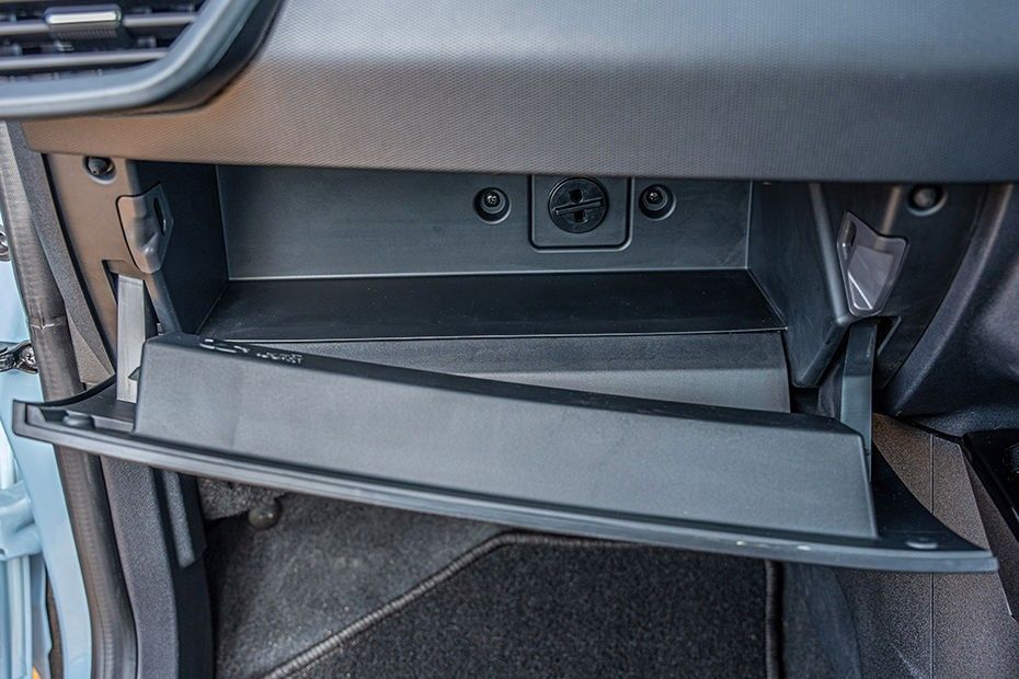 Tata Tiago open glovebox below the passenger side dashboard