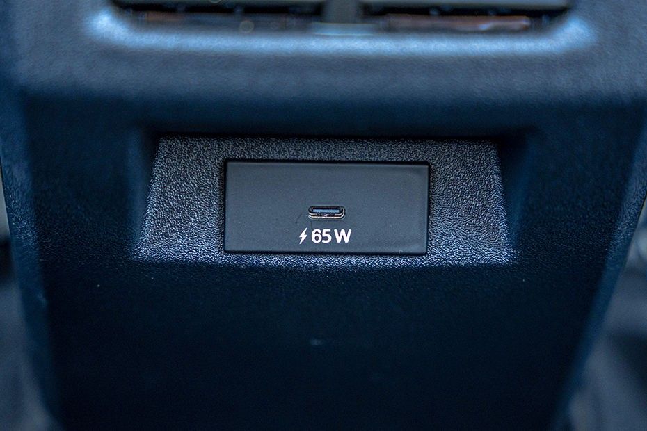 Tata Tiago rear 65W USB Type-C charging port below rear AC vents